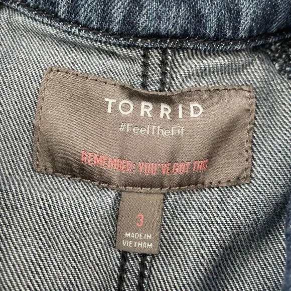 Torrid Feel The Fit Womens Blue Long Sleeve Pocket Denim Chore Jacket Size US 3X - Picture 3 of 8
